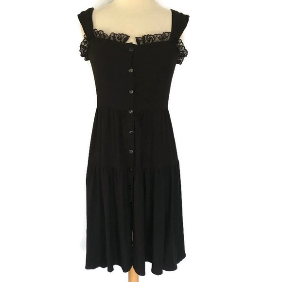 For Love And Lemons Dresses & Skirts - For Love and Lemons Black Button Front Midi Dress